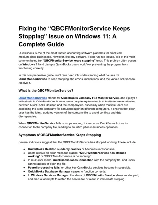 Fixing the “QBCFMonitorService Keeps Stopping” Issue on Windows 11_ A Complete Guide