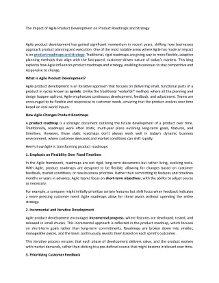 The Impact of Agile Product Development on Product Roadmaps and Strategy