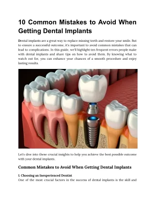 10 Common Mistakes to Avoid When Getting Dental Implants