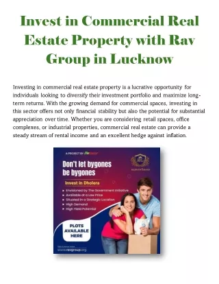 Invest in Commercial Real Estate Property with Rav Group in Lucknow