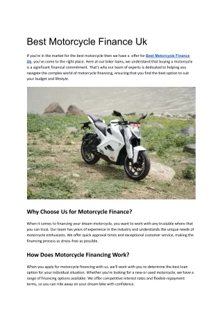 Best Motorcycle Finance Uk