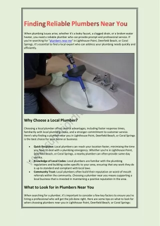 Plumbers near me del Rey Beach
