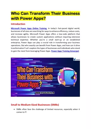 Microsoft Power Apps Online Training | Power Apps Training Hyderabad