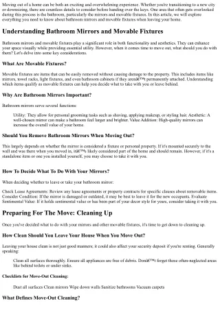 “Bathroom Mirrors and Movable Fixtures: What To Do When Leaving”