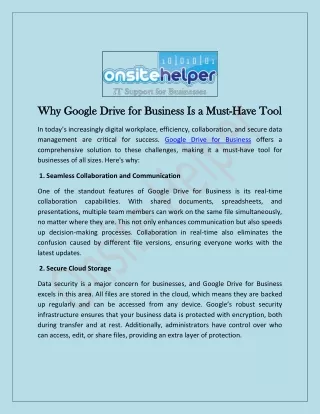 Why Google Drive for Business Is a Must-Have Tool