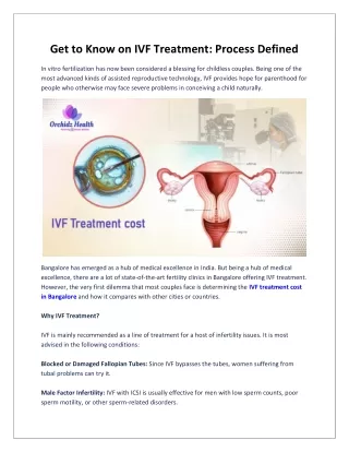 Get to Know on IVF Treatment Process Defined