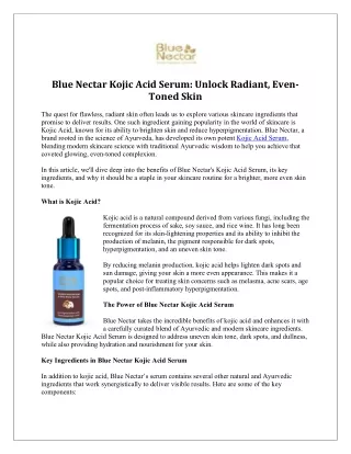 Illuminate Skin with Blue Nector Kojic Acid Serum