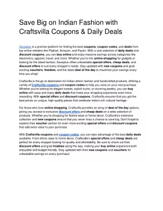 Craftsvilla Coupons, Deals & Offers: Get Up to 20% Off Living Space