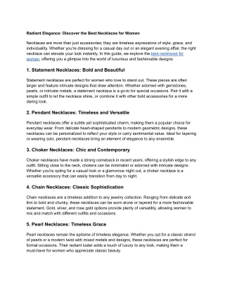 Radiant Elegance_ Discover the Best Necklaces for Women