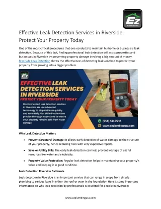Effective Leak Detection Services in Riverside