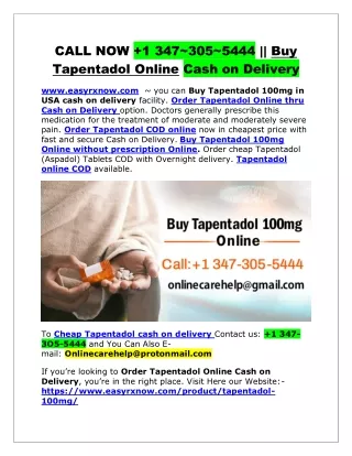 CALL NOW  1 347~305~5444   Buy Tapentadol Online Cash on Delivery