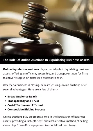The Role Of Online Auctions In Liquidating Business Assets
