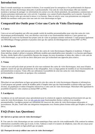 Comparatif des Outils pour Créer une Carte de Visite Électronique