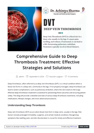 Deep Thrombosis Treatment: Effective Solutions for Quick Recovery