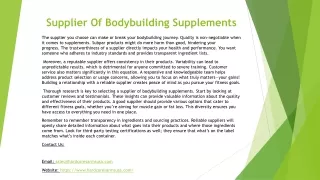 Supplier Of Bodybuilding Supplements
