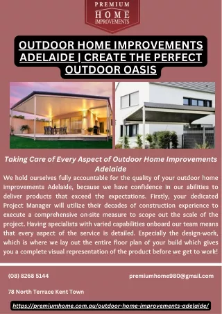 Outdoor Home Improvements Adelaide  Create the Perfect Outdoor Oasis