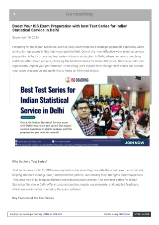 Best Test Series for Indian Statistical Service in Delhi: From ISS Coaching