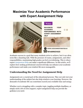 Maximize Your Academic Performance with Expert Assignment 1)