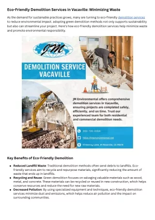 Eco-Friendly Demolition Services in Vacaville: Minimizing Waste