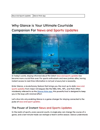 Why Glance is Your Ultimate Courtside Companion For News and Sports Updates