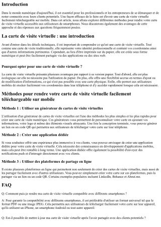 Comment rendre votre carte de visite virtuelle facilement téléchargeable sur mob