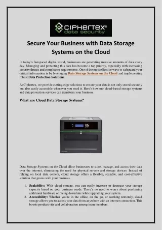 Secure Your Business with Data Storage Systems on the Cloud