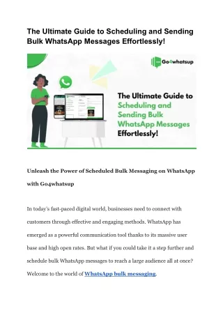 The Ultimate Guide to Scheduling and Sending Bulk WhatsApp Messages Effortlessly!