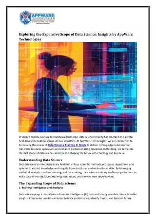 Exploring the Expansive Scope of Data Science Insights by AppWars Technologies