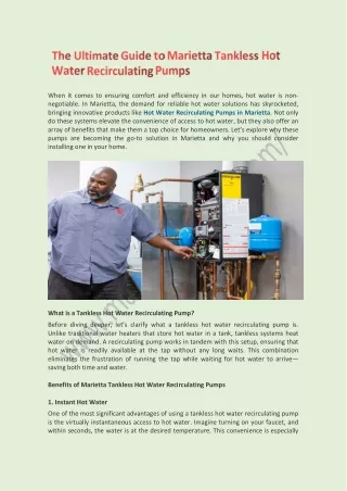 The Ultimate Guide to Marietta Tankless Hot Water Recirculating Pumps