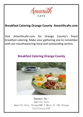 Breakfast Catering Orange County  Amarithcafe.com