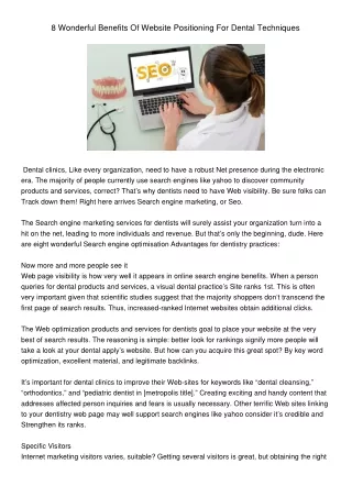 WonderfulBenefitsOfWebsitePositioningForDentalTechniques