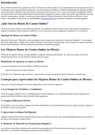 Consejos para Aprovechar los Mejores Bonos de Casino Online en México