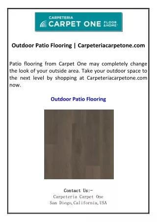 Outdoor Patio Flooring  Carpeteriacarpetone.com