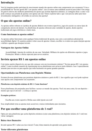 “Invista apenas R$ 1 em apostas online”