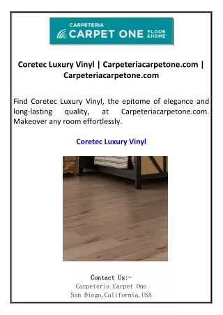 Coretec Luxury Vinyl  Carpeteriacarpetone.com  Carpeteriacarpetone.com