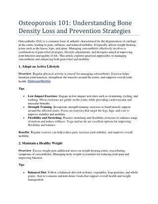 Osteoporosis 101 Understanding Bone Density Loss and Prevention Strategies