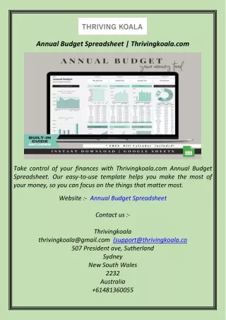 Annual Budget Spreadsheet  Thrivingkoala.com