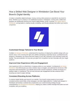 How a Skilled Web Designer in Wimbledon Can Boost Your Brand’s Digital Identity
