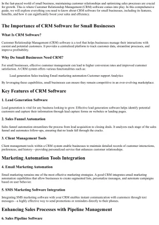 The Ultimate Guide to CRM Software for Small Businesses: Boosting Sales and Effi
