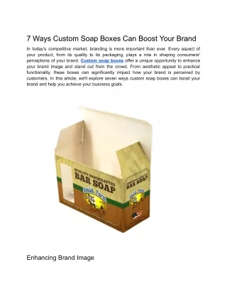 7 Ways Custom Soap Boxes Can Boost Your Brand