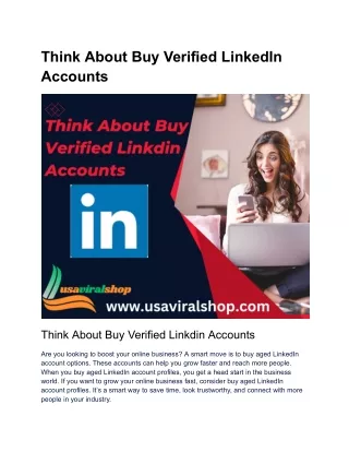 Think About Buy Verified LinkedIn Accounts