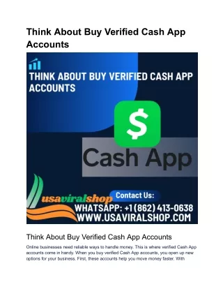 Think About Buy Verified Cash App Accounts
