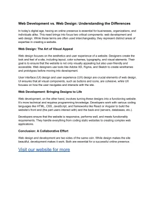 Web Development vs. Web Design: Understanding the Differences