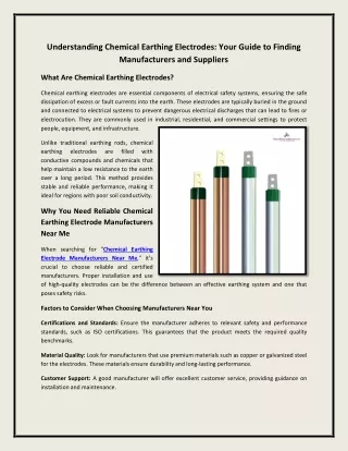 Chemical Earthing Electrodes Manufacturers and Suppliers