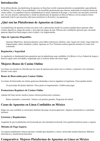 Plataformas de Apuestas en Línea en México con los Mejores Bonos