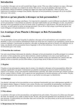 Les Avantages d'une Planche à Découper en Bois Personnalisée