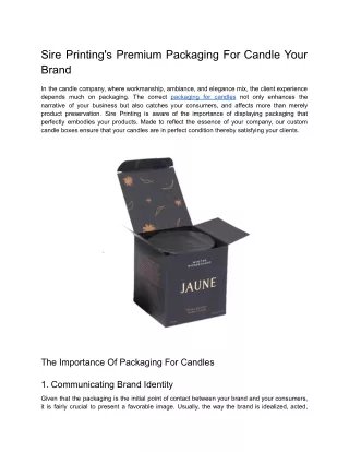 Sire Printing's Premium Packaging For Candle Your Brand