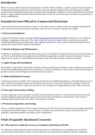 Critical Companies Made available from Professional Electricians in Perth Wester