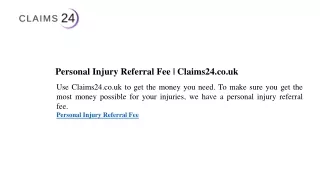 Personal Injury Referral Fee Claims24.co.uk
