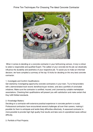 PrimeTenTechniquesForChoosingTheIdealConcreteContractor